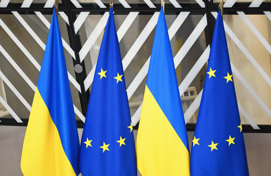 Vlajky Ukrajiny a EU Vlajky Ukrajiny a EU - 42TČen